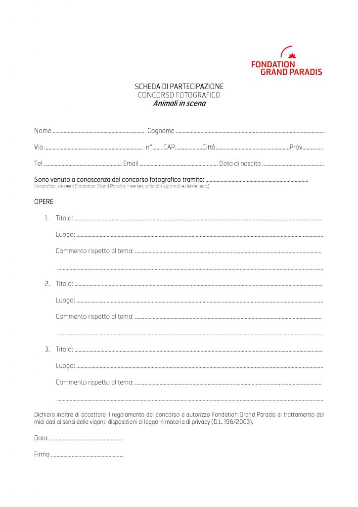 concorso fotografico animali in scena scheda di partecipazione concorso fotografico animali in scena scheda di partecipazione