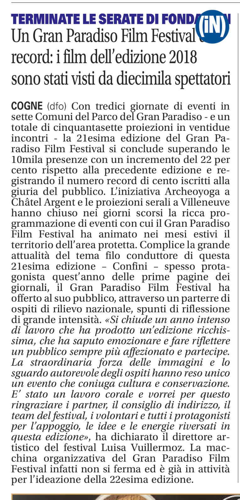 Un Gran Paradiso Film Festival da record: i film dell'edizione 2018